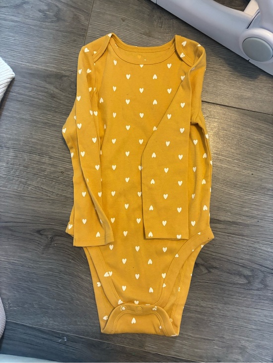 jumping beans Other - Mustard Heart Print Long-Sleeve Baby One-Piece
